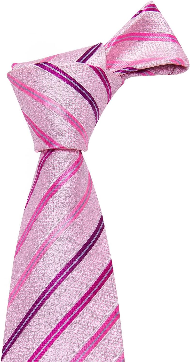 Barry.Wang Store Tie Sets for Men Silk Stripe Necktie Woven Checkered Handkerchief Cufflinks Formal Business Wedding - Image 4
